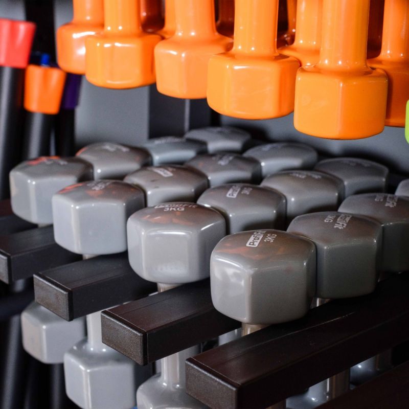 Гантель в виниловой оболочке, шестигранник PROFI-FIT 3 кг, серая