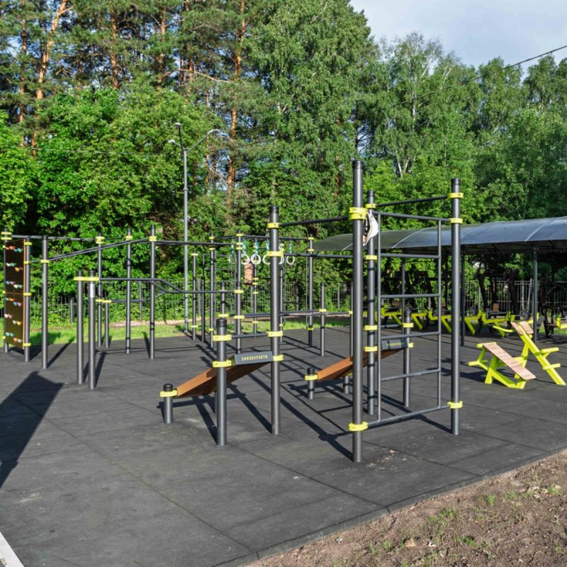 W321 Воркаут (3 турника, шведская стенка, 2 наклонные скамьи) ZAVODSPORTA
