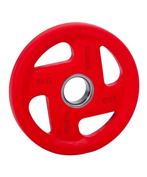 Диск обрезиненный (четыре хвата, цветной) D51 мм PROFI-FIT 5 кг