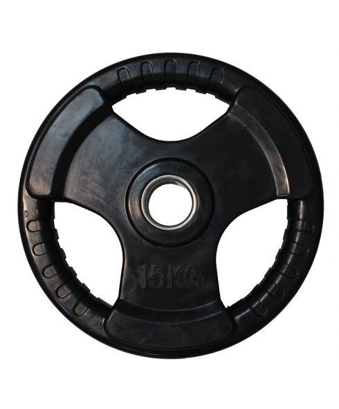 Диск обрезиненный (три хвата, черный) D51 мм PROFI-FIT 15 кг