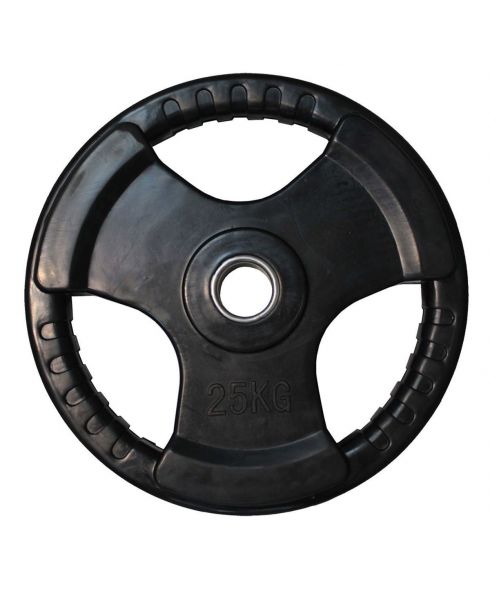 Диск обрезиненный (три хвата, черный) D51 мм PROFI-FIT 25 кг