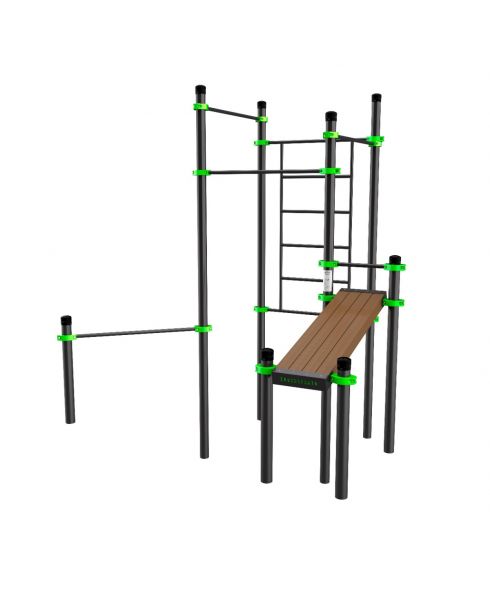 W222 Воркаут (3 турника, шведская стенка, наклонная скамья, перекладина для отжиманий) ZAVODSPORTA