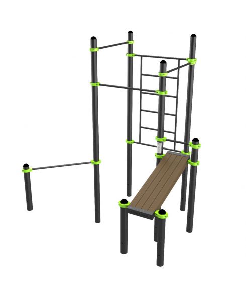 W322 Воркаут (3 турника, шведская стенка, наклонная скамья, перекладина для отжиманий) ZAVODSPORTA